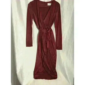 Altuzarra Target Burgundy Red Drape Wrap Dress Size Medium With Fringe Belt